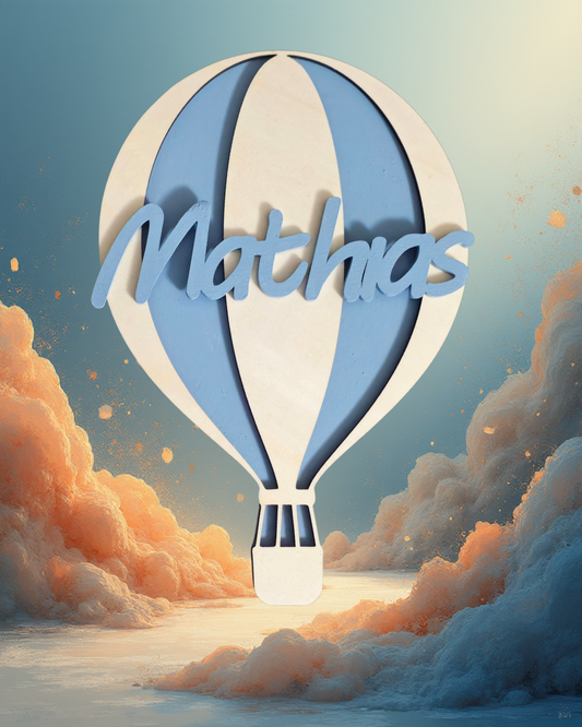 Fiocco nascita Mongolfiera in legno