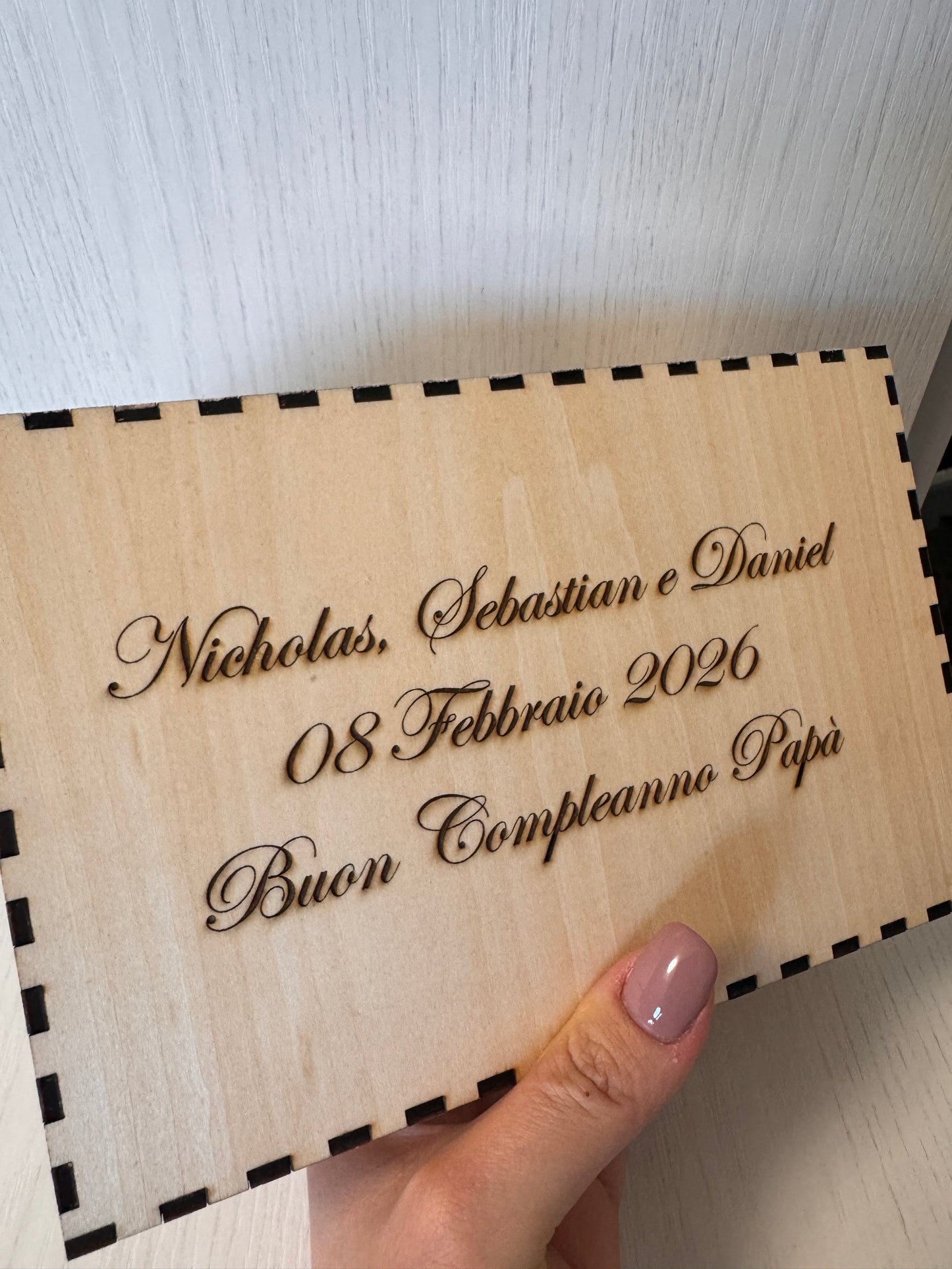 Scatola in Legno Personalizzata con Disegno del Bambino e Dedica per Papà