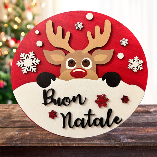 Renna Natalizia WallDecor in legno