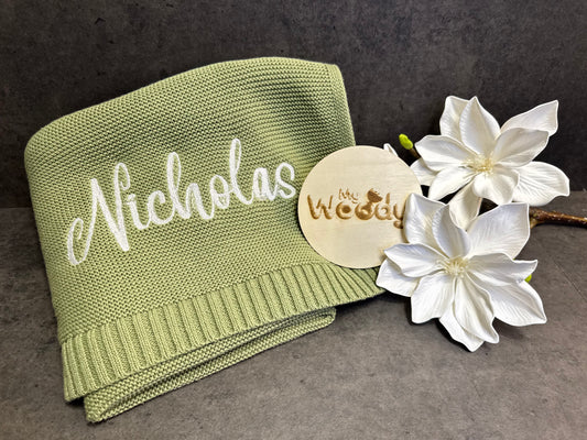 Coperta in Cotone Ricamata con nome MyWoody