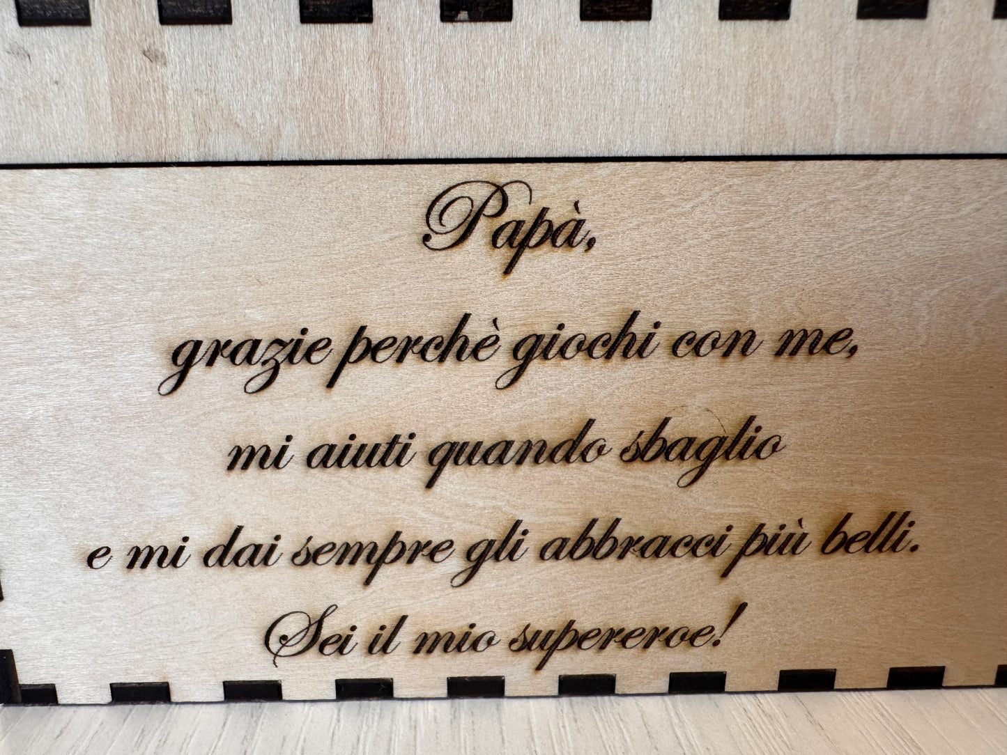 Scatola in Legno Personalizzata con Disegno del Bambino e Dedica per Papà