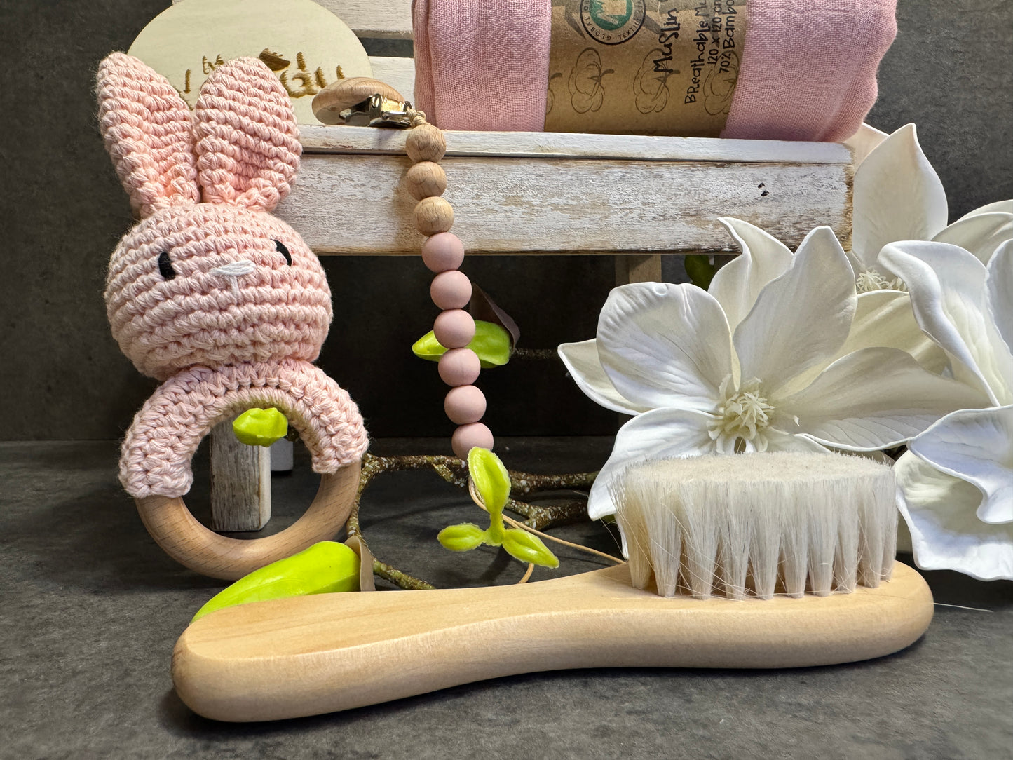 Set Regalo Neonato "Primi Sogni Rose Bunny"