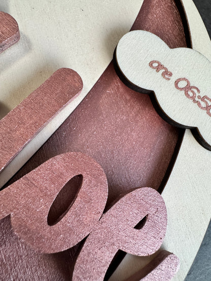 Fiocco nascita Mongolfiera in legno personalizzato