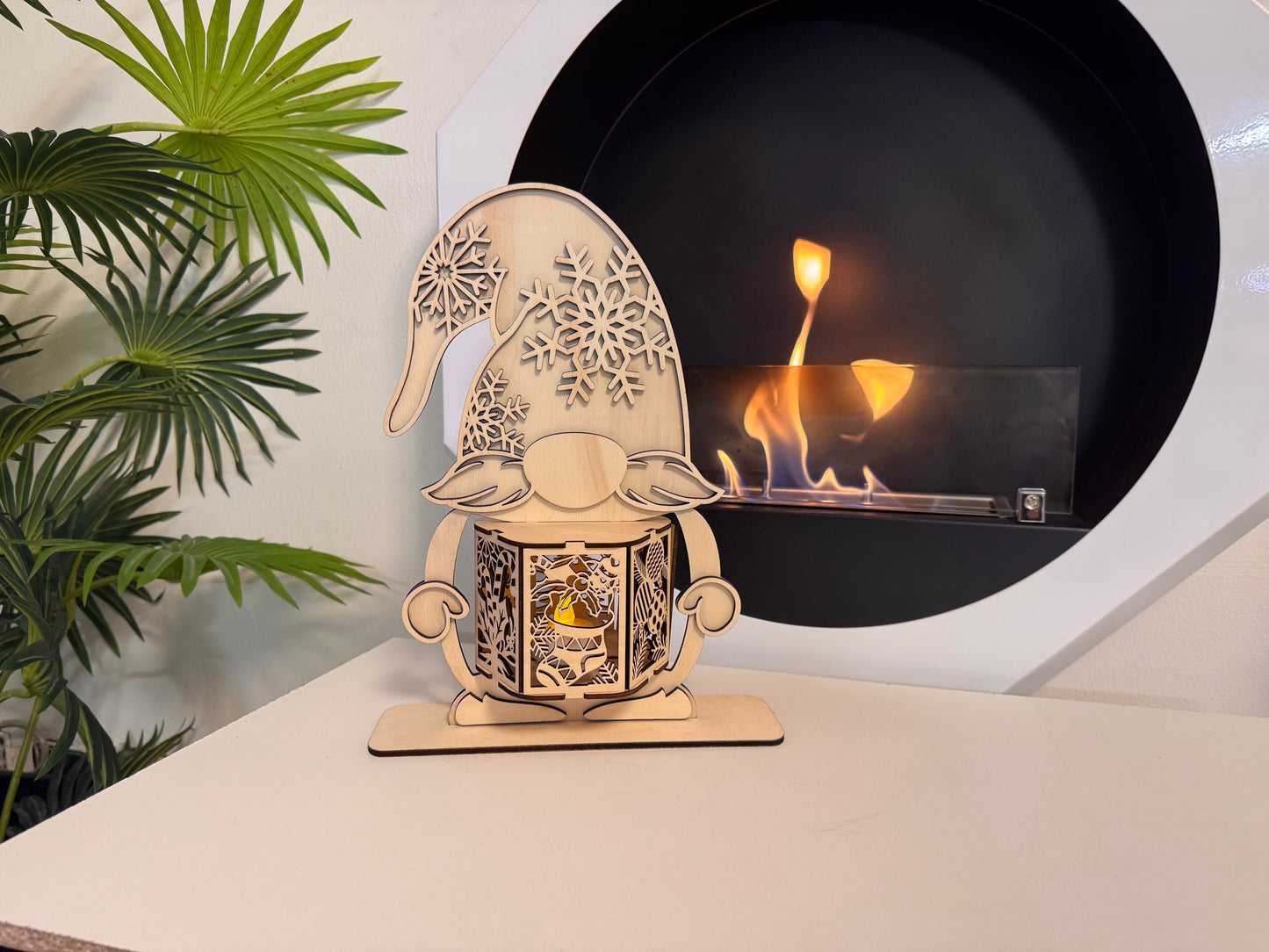 Gnomo Lanterna in legno 3D