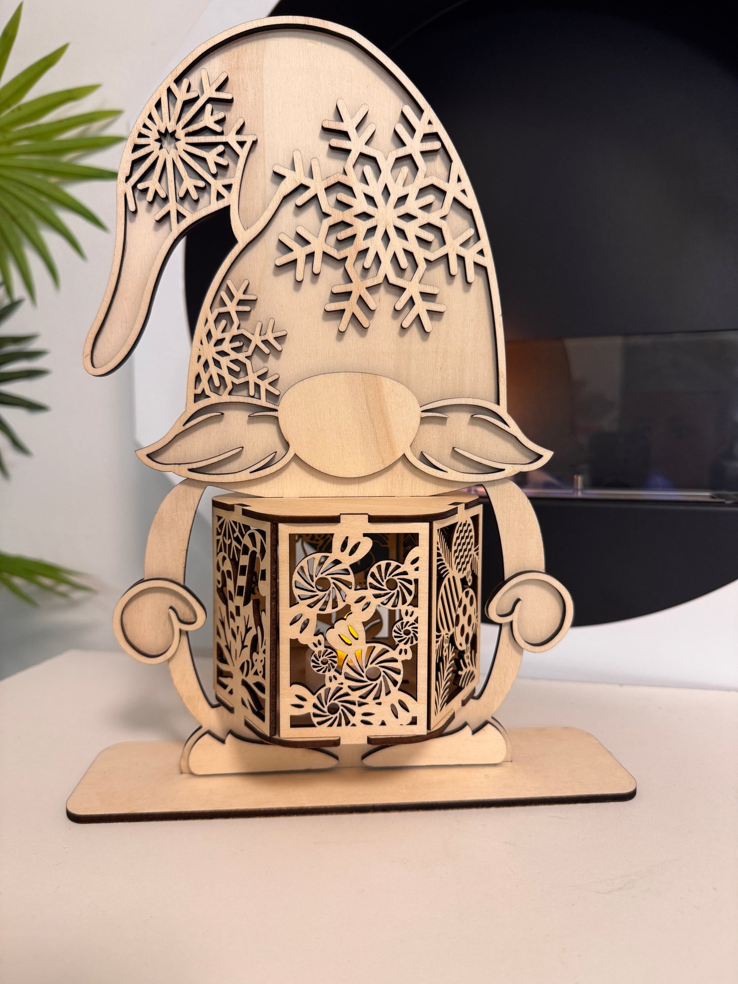 Gnomo Lanterna in legno 3D