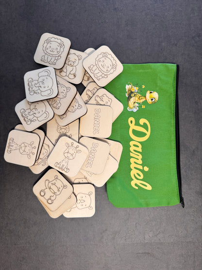 Gioco Montessori “Memory in legno per bambini tema safari"