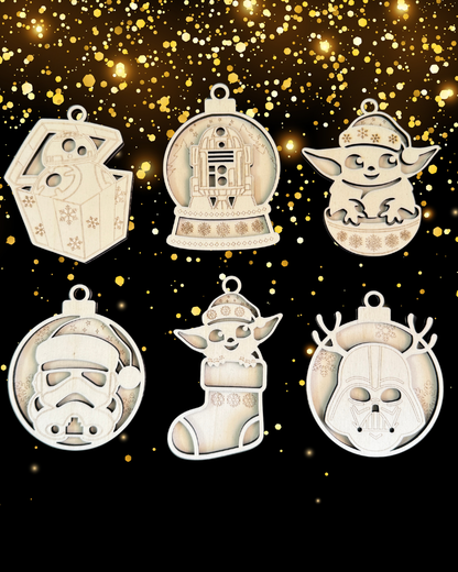 Palline di Natale in legno 3D Star Wars
