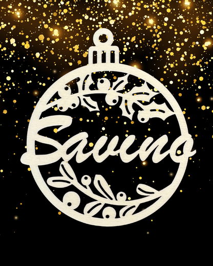 Pallina di Natale in Legno con Nome Personalizzato