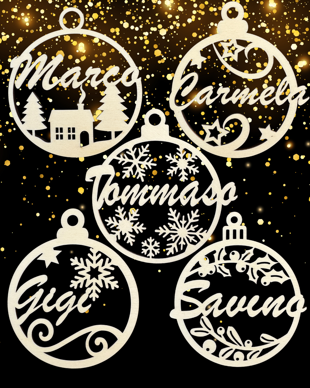 Pallina di Natale in Legno con Nome Personalizzato