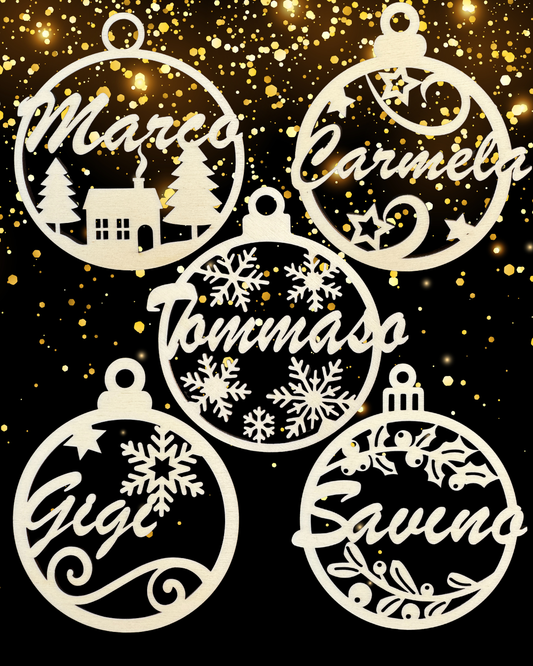 Pallina di Natale in Legno con Nome Personalizzato