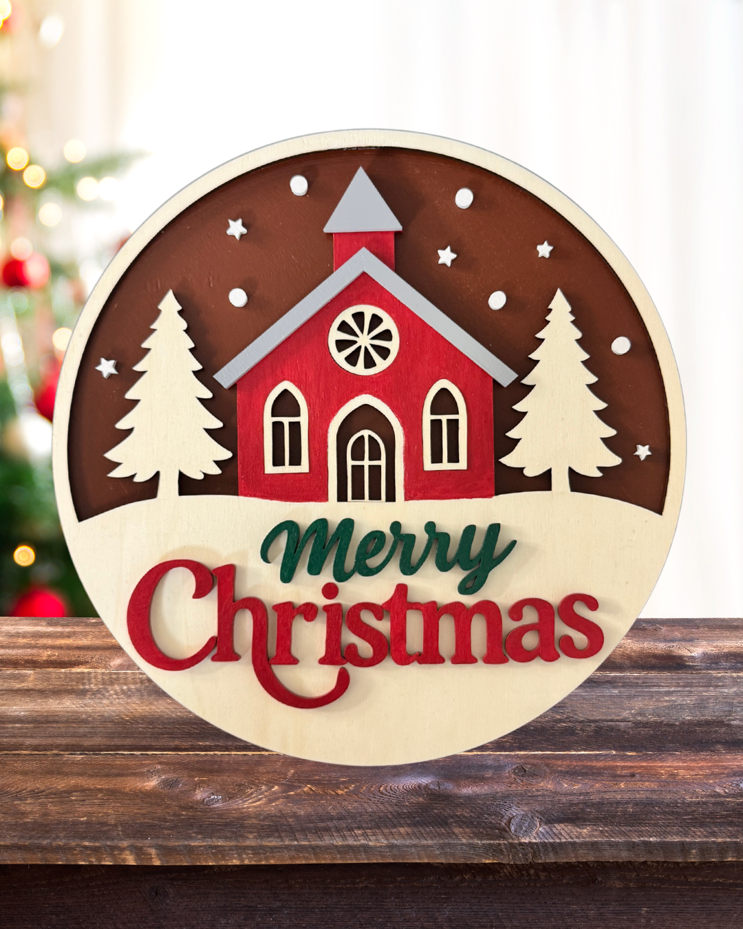 Ghirlanda Natalizia in Legno con Effetto 3D