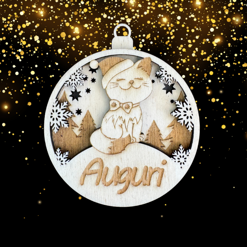 Set Palline di Natale in Legno – Animali 3D