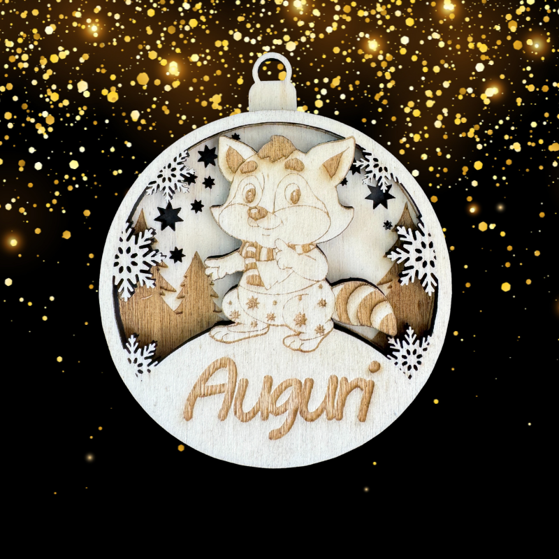 Set Palline di Natale in Legno – Animali 3D