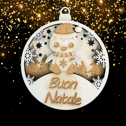 Set Palline di Natale in Legno – Animali 3D