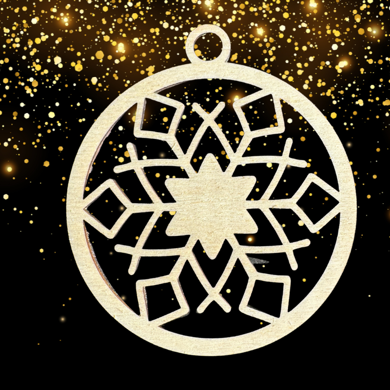 Set Palline di Natale in Legno – Fiocchi di Neve