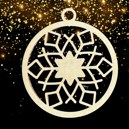 Set Palline di Natale in Legno – Fiocchi di Neve