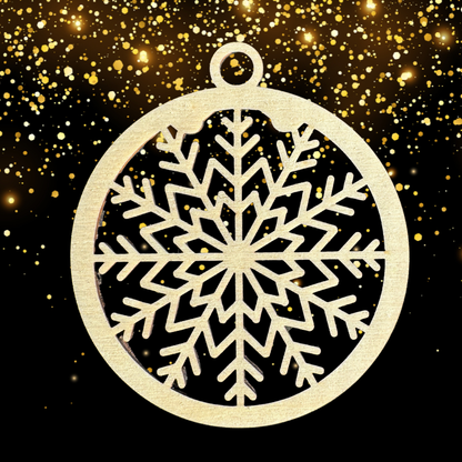 Set Palline di Natale in Legno – Fiocchi di Neve