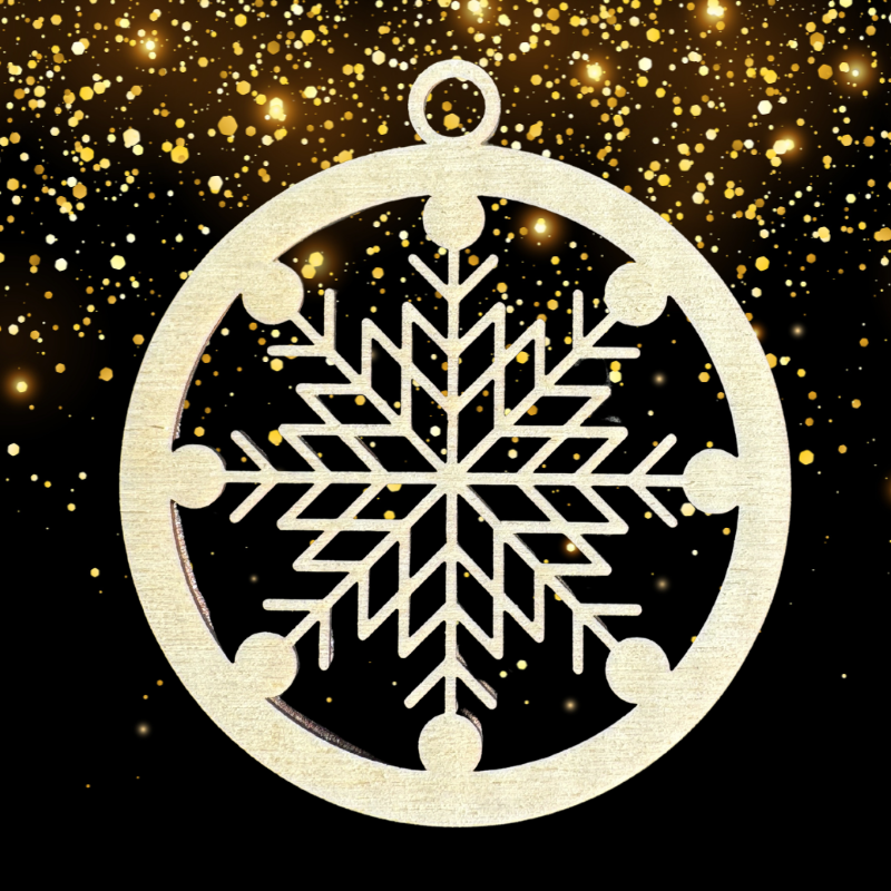 Set Palline di Natale in Legno – Fiocchi di Neve