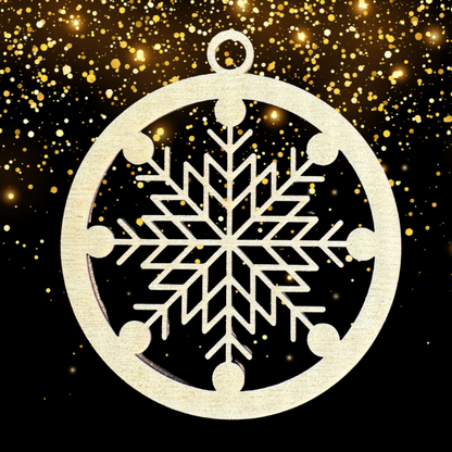 Set Palline di Natale in Legno – Fiocchi di Neve