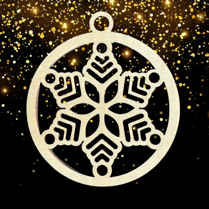 Set Palline di Natale in Legno – Fiocchi di Neve