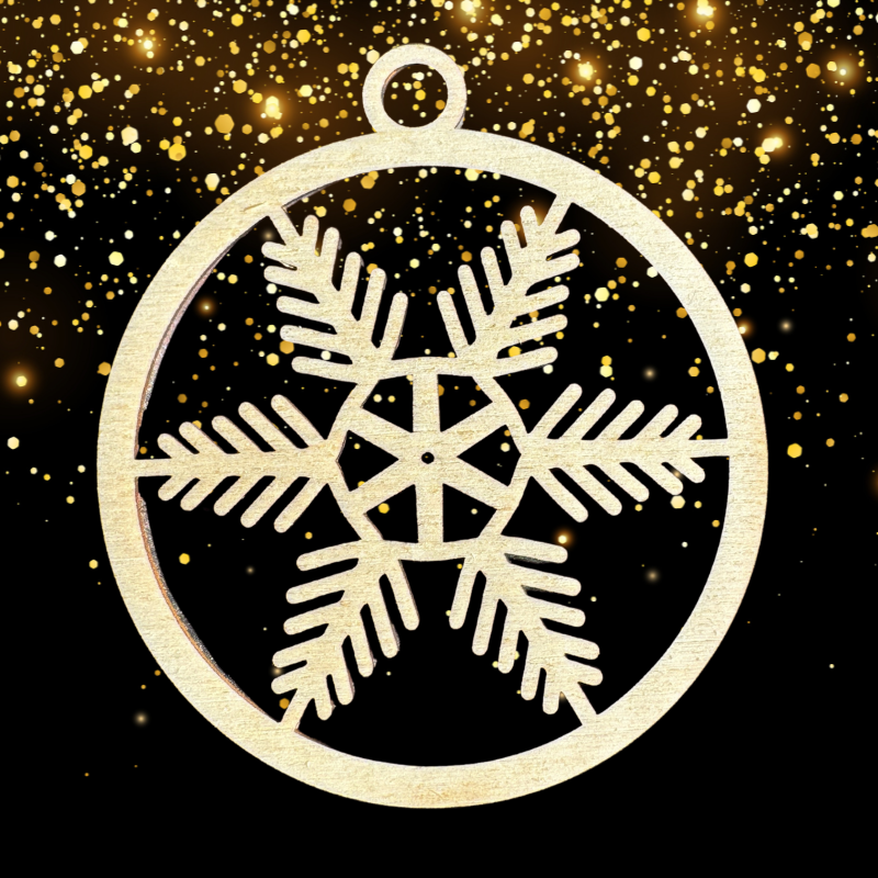 Set Palline di Natale in Legno – Fiocchi di Neve