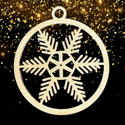 Set Palline di Natale in Legno – Fiocchi di Neve