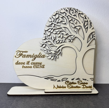 Cuore in Legno con Albero della Vita