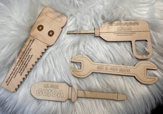 Cassetta degli Attrezzi in Legno Personalizzata per Papà