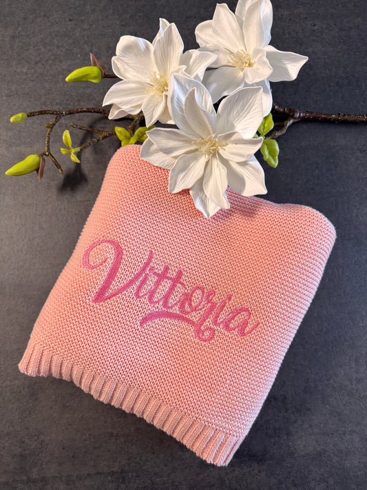 Coperta in Cotone Ricamata con nome MyWoody