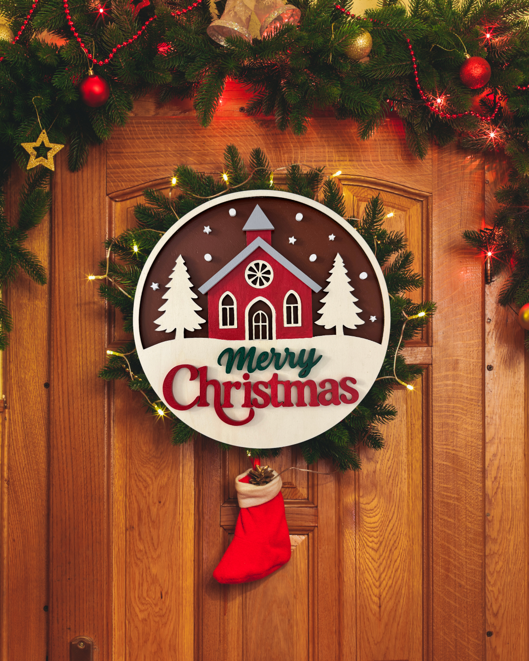 Ghirlanda Natalizia in Legno con Effetto 3D