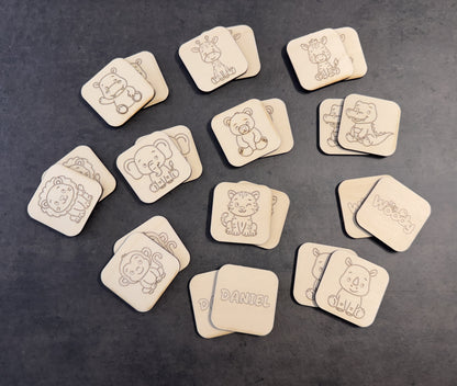 Gioco Montessori “Memory in legno per bambini tema safari"