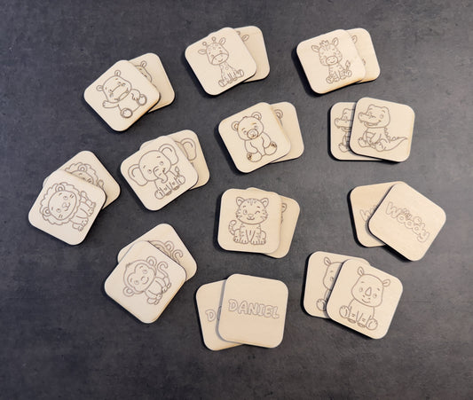 Gioco Montessori “Memory in legno per bambini tema safari"