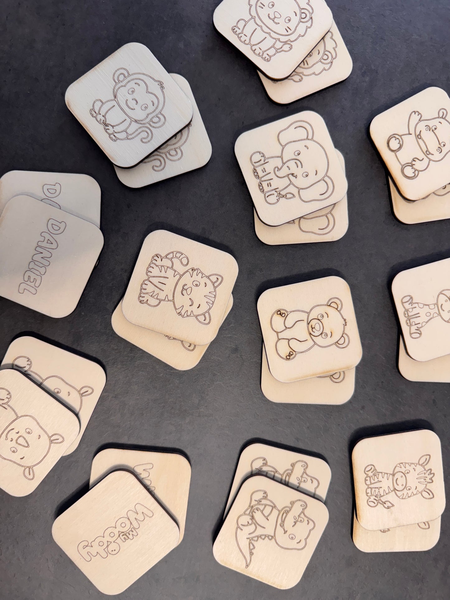 Gioco Montessori “Memory in legno per bambini tema safari"