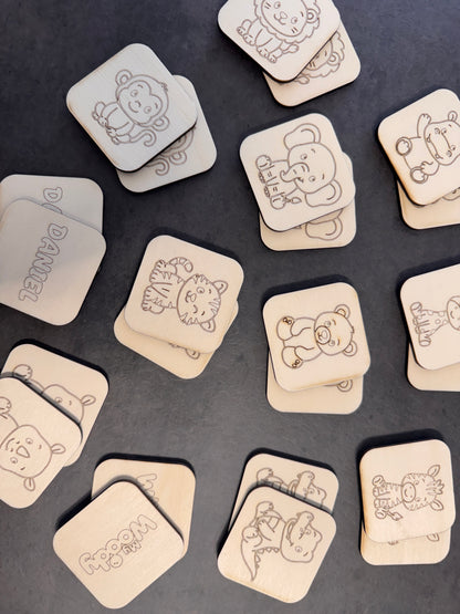 Gioco Montessori “Memory in legno per bambini tema safari"