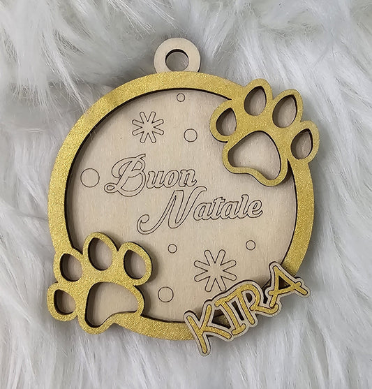 Pallina in legno personalizzata a forma di zampa GOLD in 3D