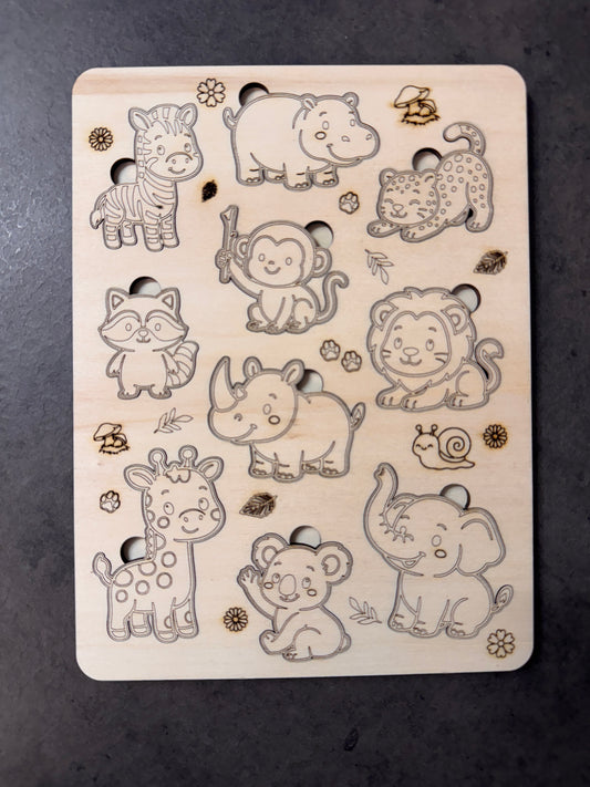 Gioco Montessori “Puzzle in legno per bambini con animali”