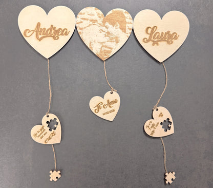 Quadretto in Legno "Love" Personalizzato con Foto Incisa