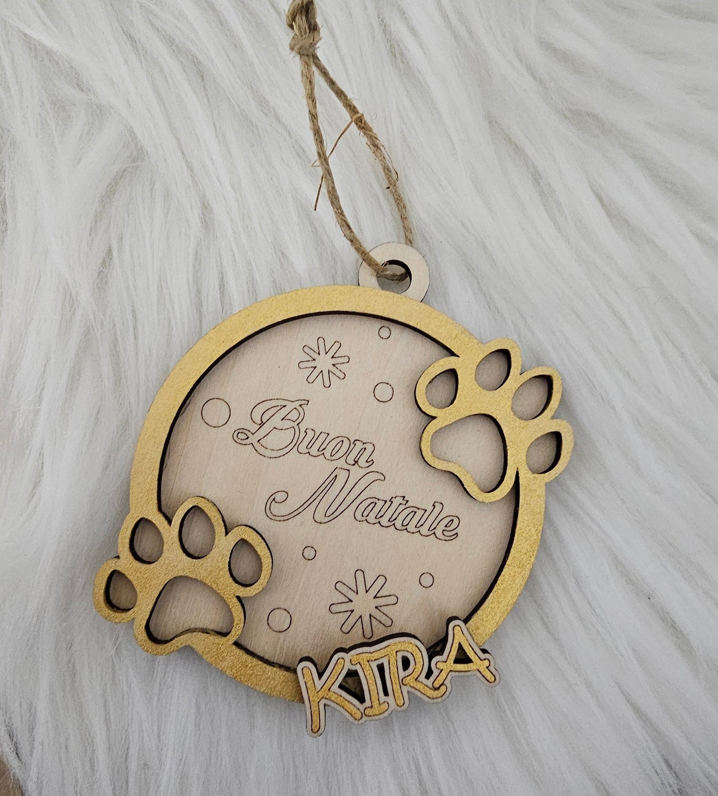 Pallina in legno personalizzata a forma di zampa GOLD in 3D