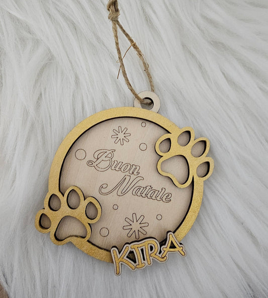 Pallina in legno personalizzata a forma di zampa GOLD in 3D