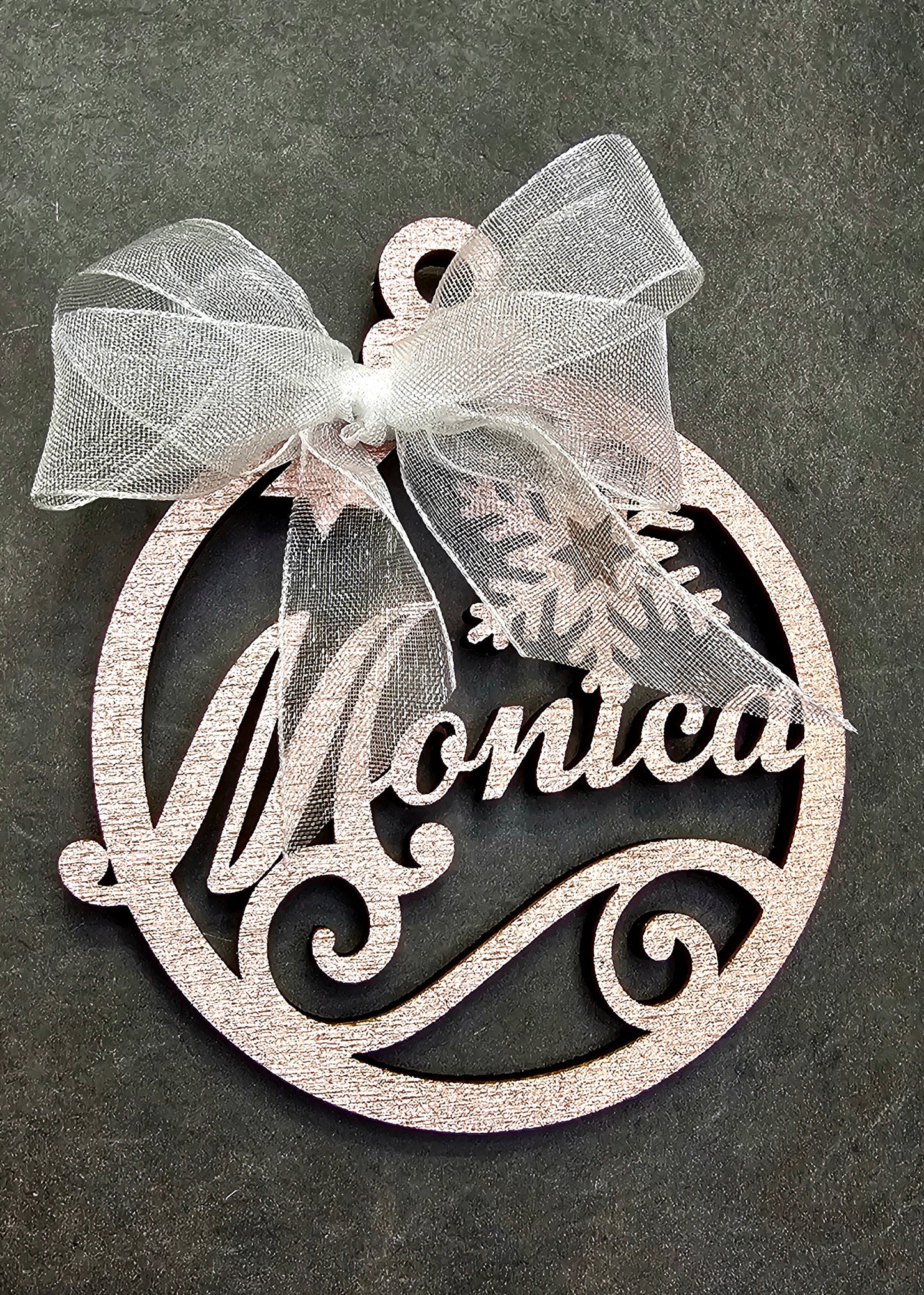 Pallina di Natale in Legno Rose gold con nome