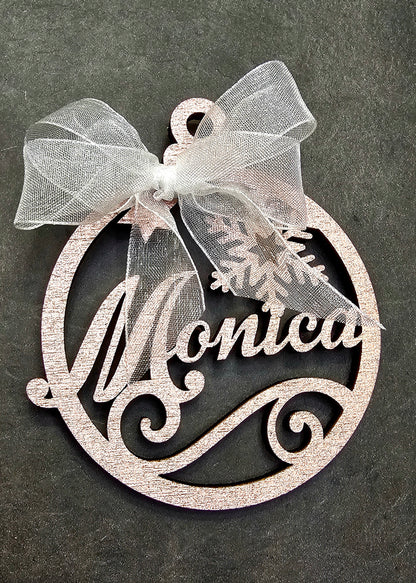 Pallina di Natale in Legno Rose gold con nome