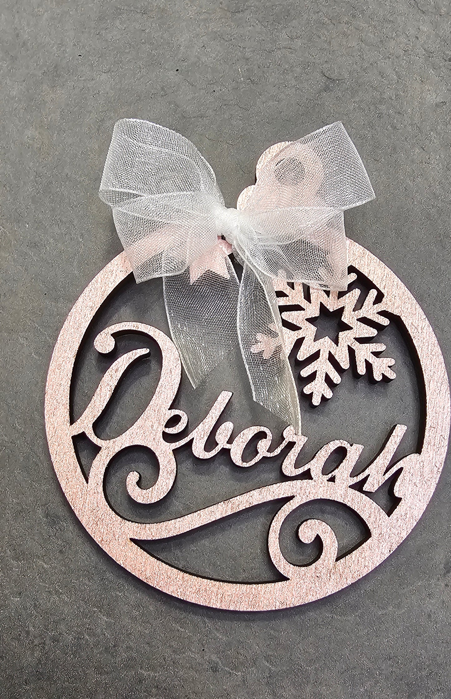 Pallina di Natale in Legno Rose gold con nome