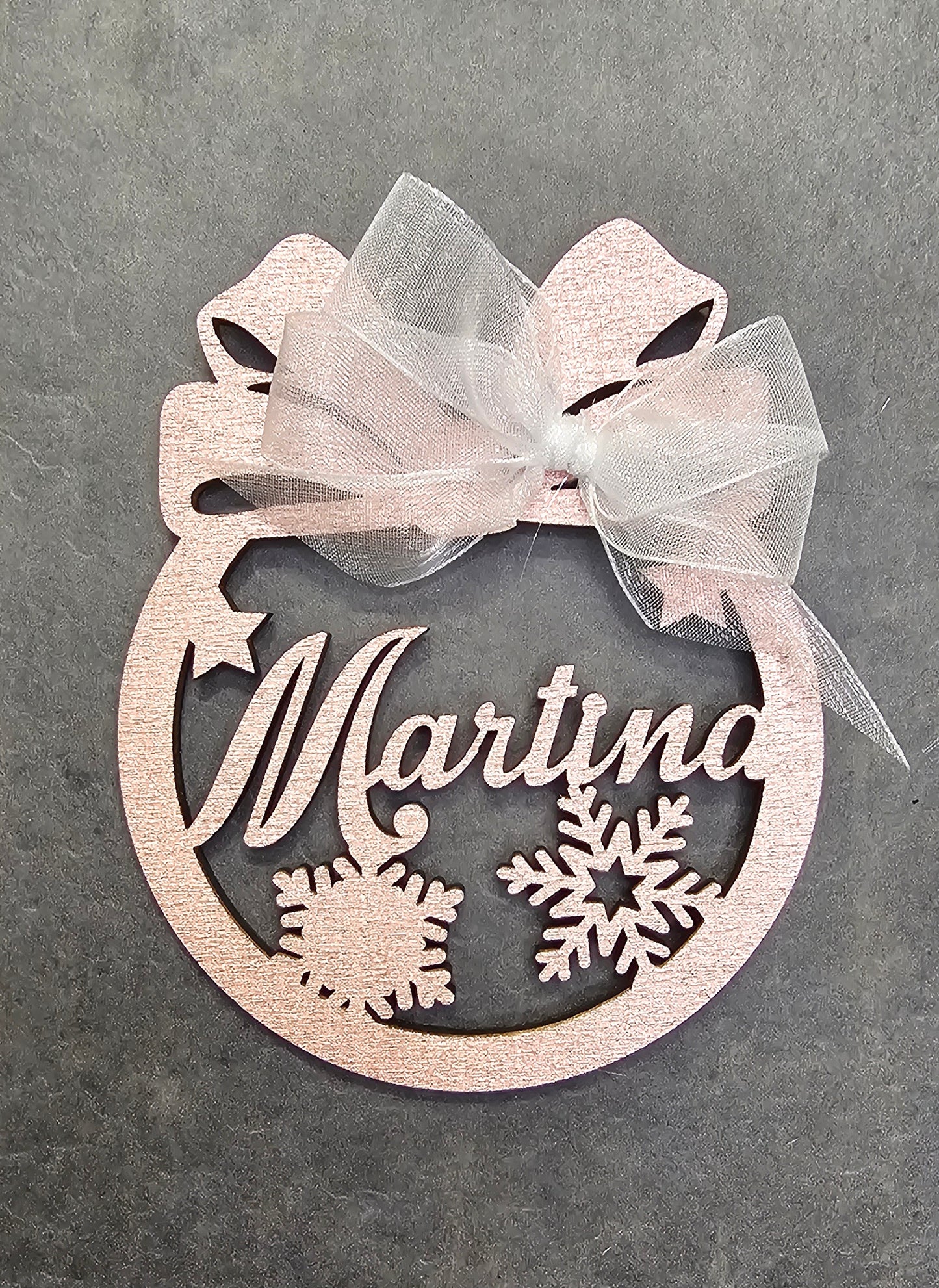 Pallina di Natale in Legno Rose gold con nome