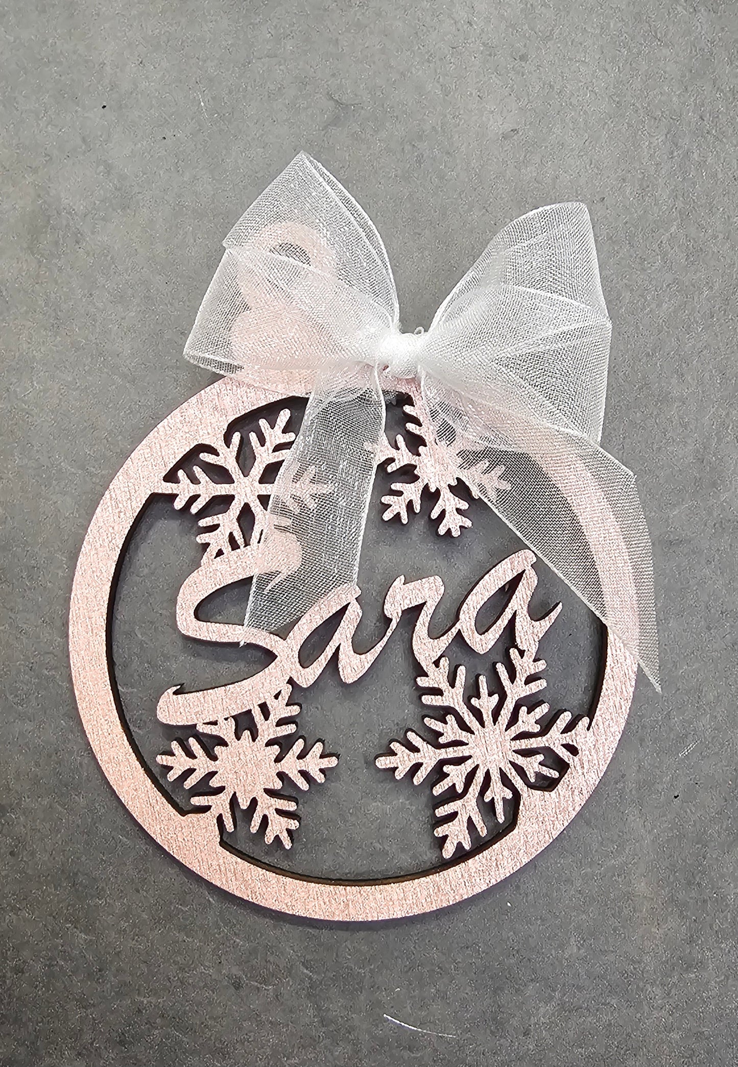 Pallina di Natale in Legno Rose gold con nome