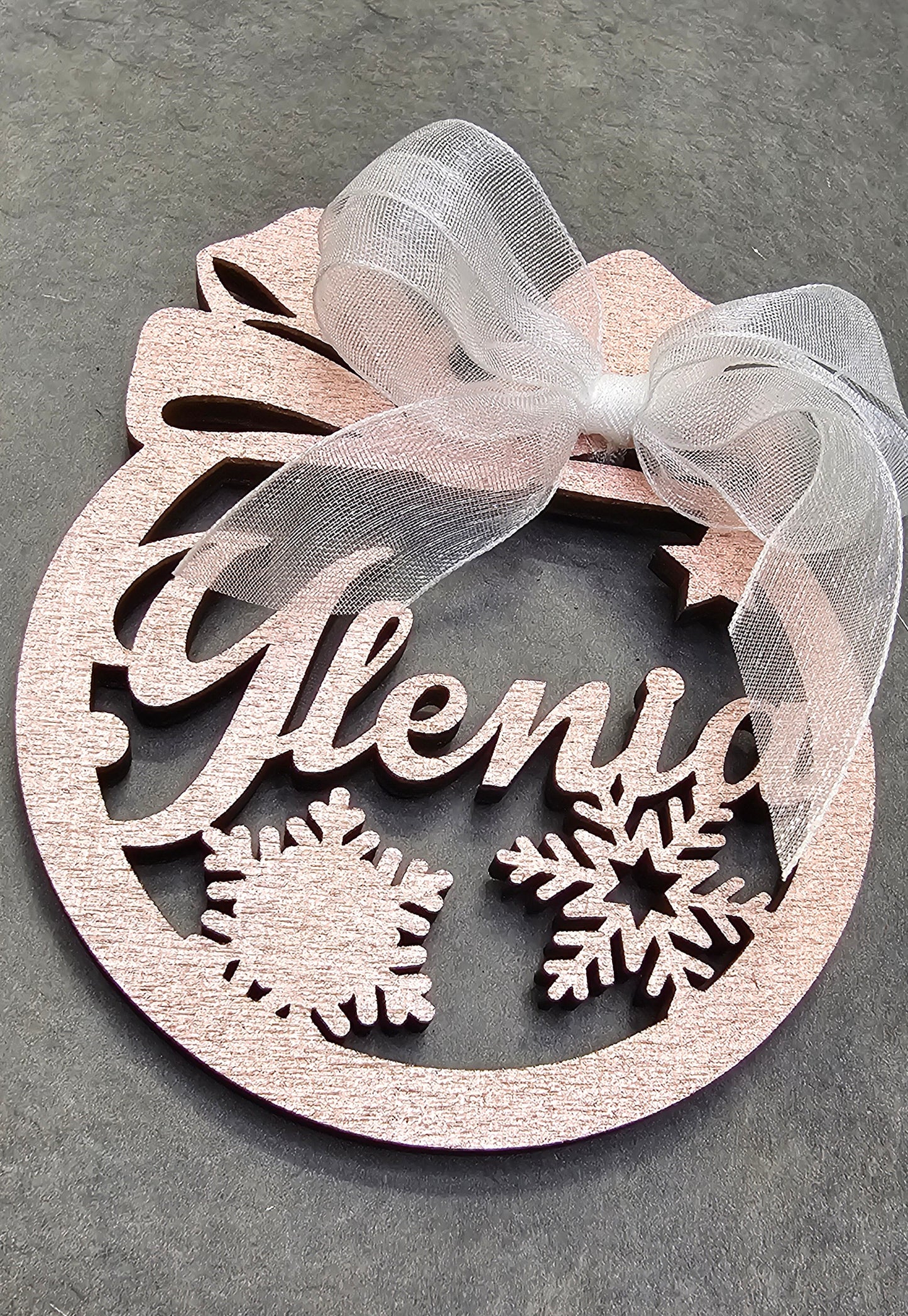 Pallina di Natale in Legno Rose gold con nome