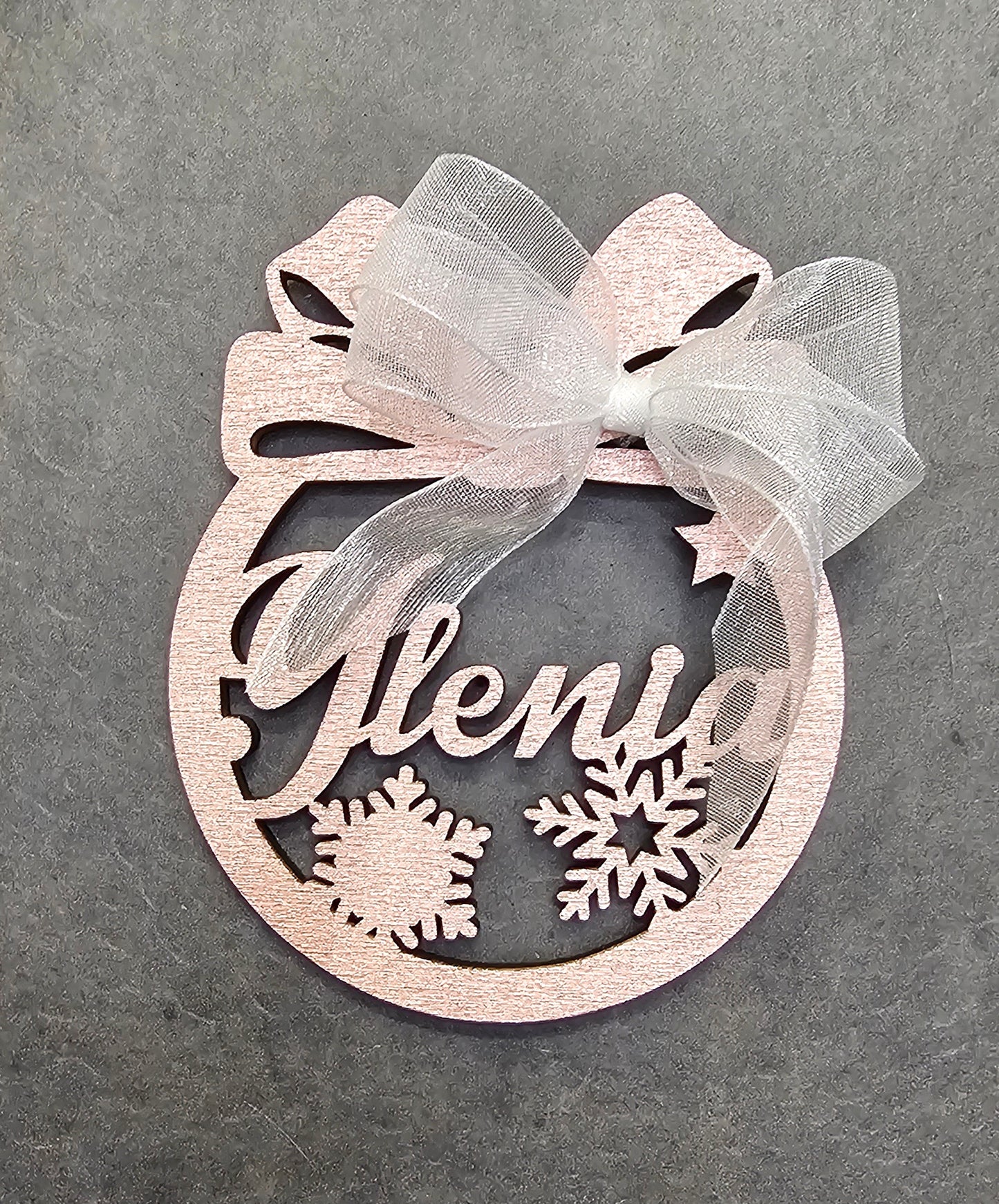 Pallina di Natale in Legno Rose gold con nome