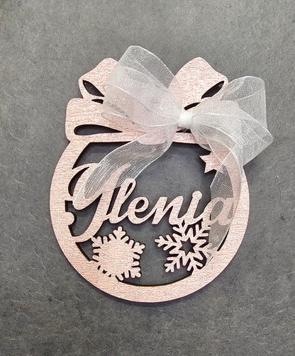 Pallina di Natale in Legno Rose gold con nome