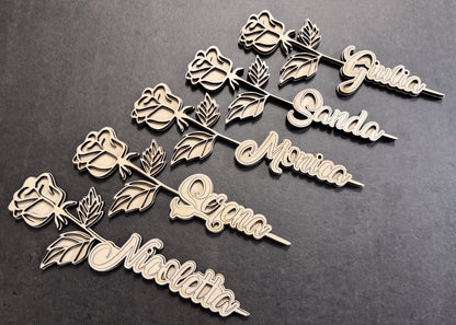 Rosa in Legno Personalizzata con Nome 3D🌹