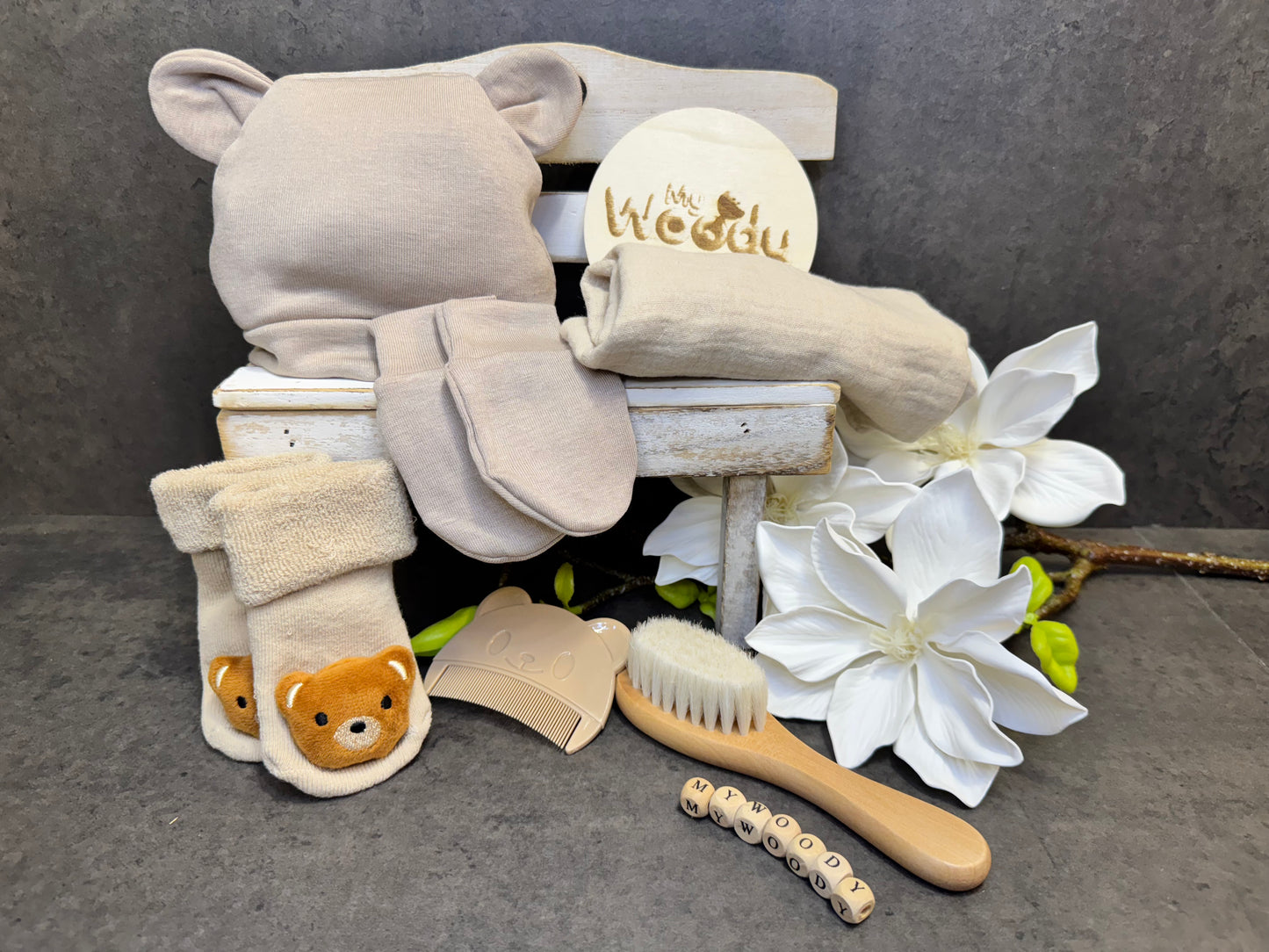 Set neonato - "Winter Natural Bear"